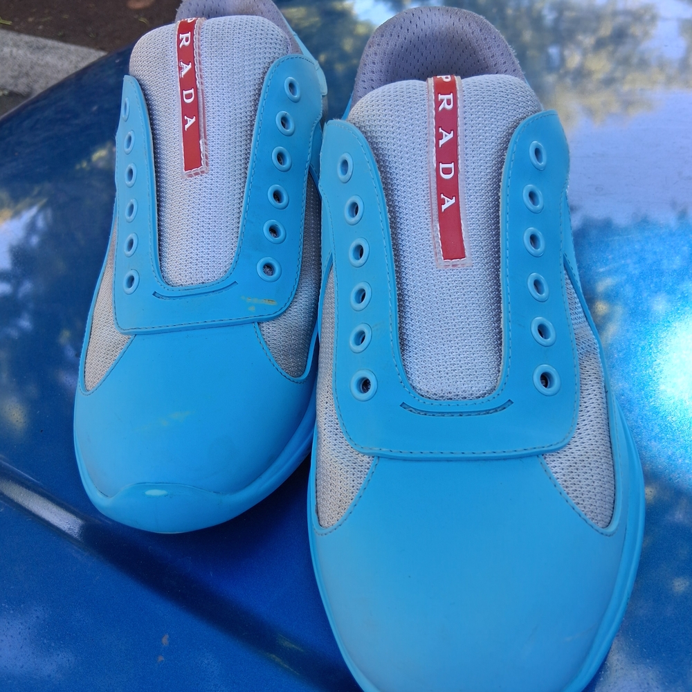 Prada Blue and Gray Athletic Shoes